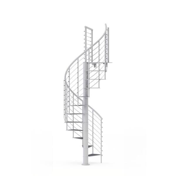 Mylen STAIRS Hayden White Interior 42in Diameter, Fits Height 85in - 95in, 1 42in Tall Platform Rail Spiral Staircase Kit