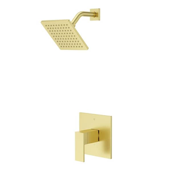 Dumont 1-Handle Wall Mount Shower Faucet Trim Kit in Spot Defense Brushed Gold (Valve Not Included)