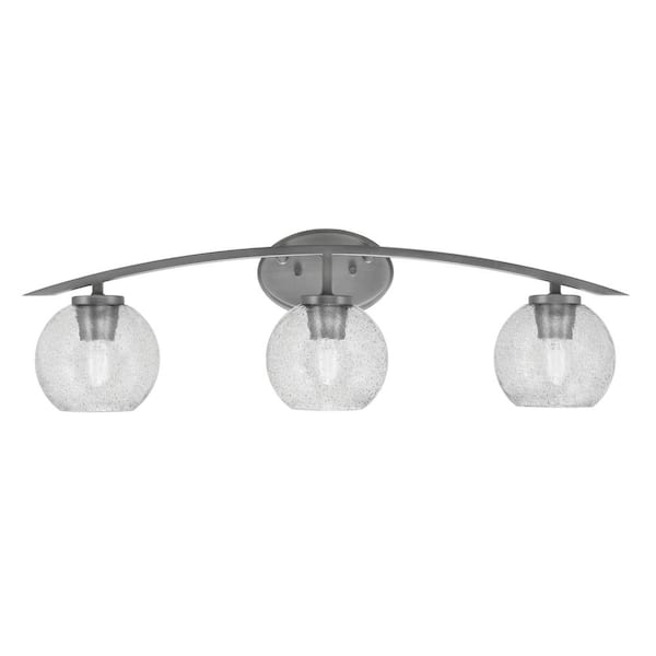 Unbranded Siena 29 in. 3-Light Vanity Light Graphite with Smoke Bubble Glass Shades