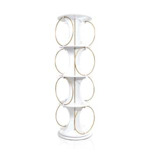 59 in. Tall White Wood Rotating Bookshelf 4-Shelf Accent Bookcase Morden Display Shelf Storage Organizer