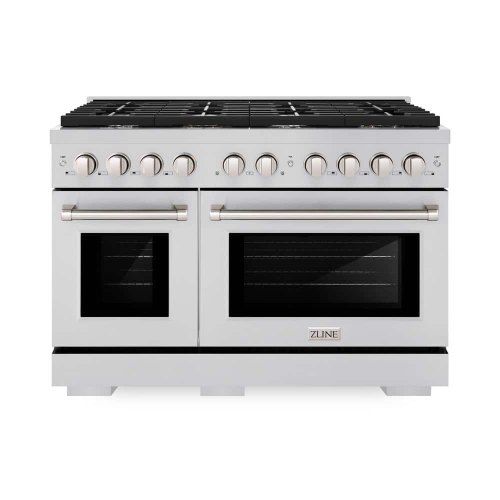 ZLINE 48" Stainless Steel Dual Fuel Range with 8 Burners