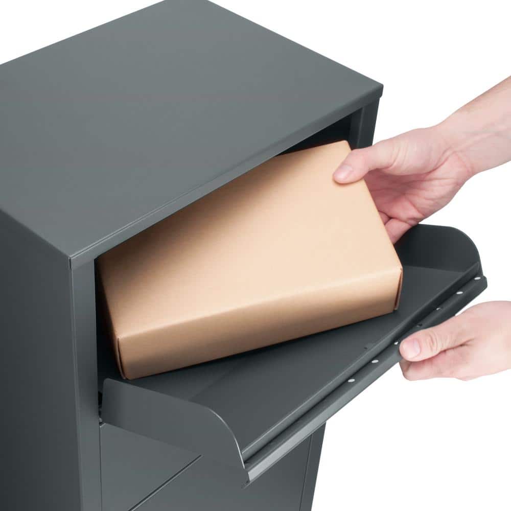 Large Black Steel Parcel Drop Box with Key Lock