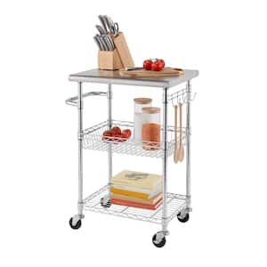 EcoStorage Chrome Color 24 in. Stainless Steel NSF Kitchen Cart