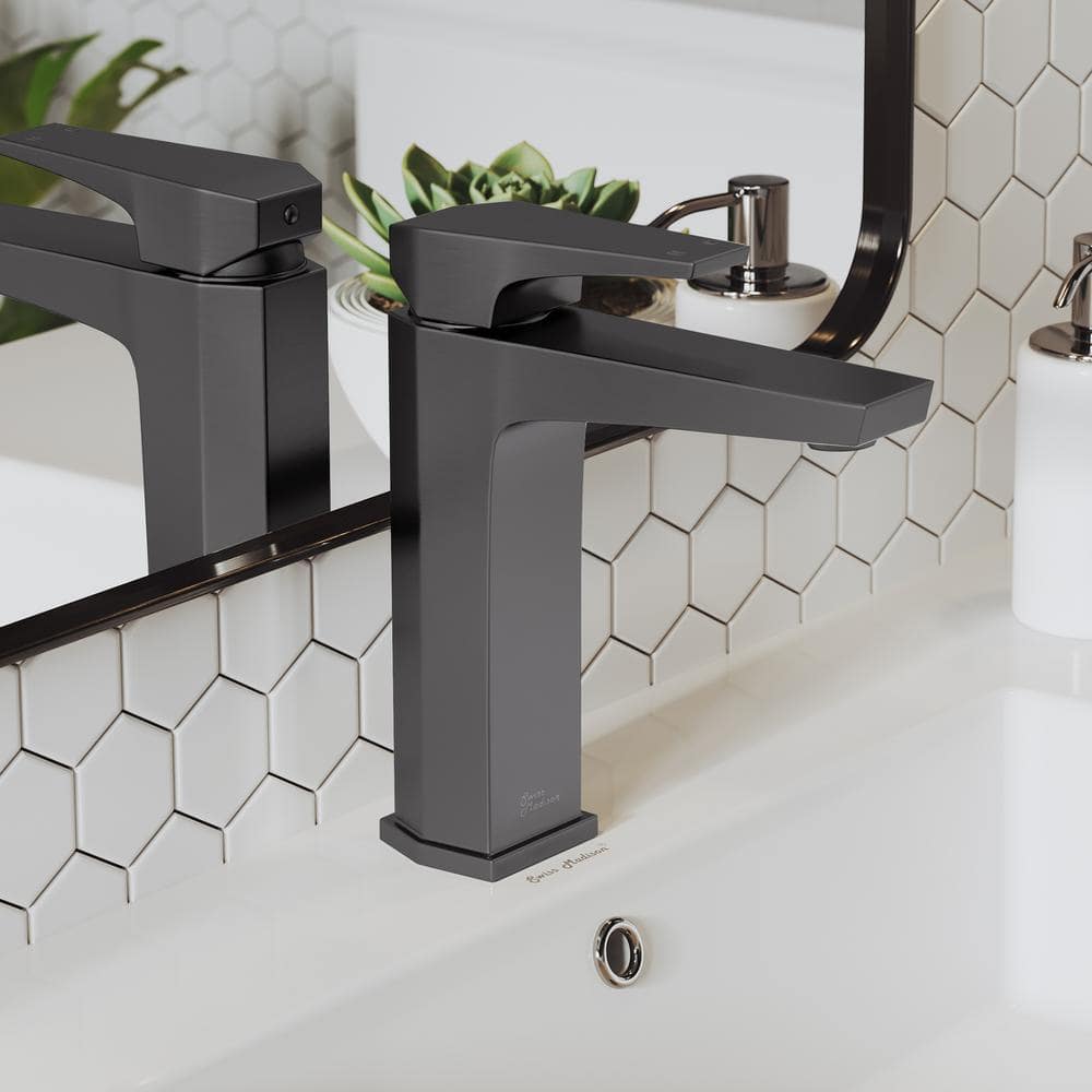 Gunmetal Gray Single-Handle Brass Bathroom Faucet