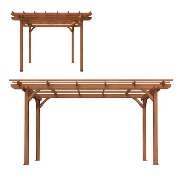 12 ft. x 10 ft. Brown Wood Grape Pergola for Climbing Plant Support