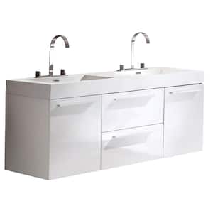Opulento 54 in. Double Vanity in White with Acrylic Vanity Top in White with White Basin