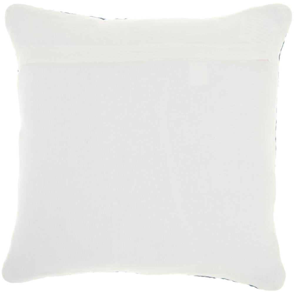 Navy and White Embroidered Cotton Square Throw Pillow 18" x 18"