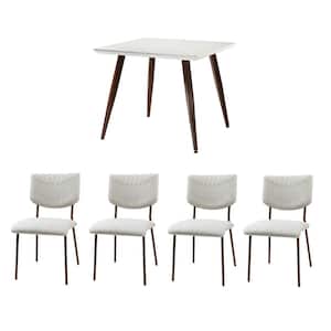 Eisden 5 Pcs Dining Set with Square Table and Beige Chairs