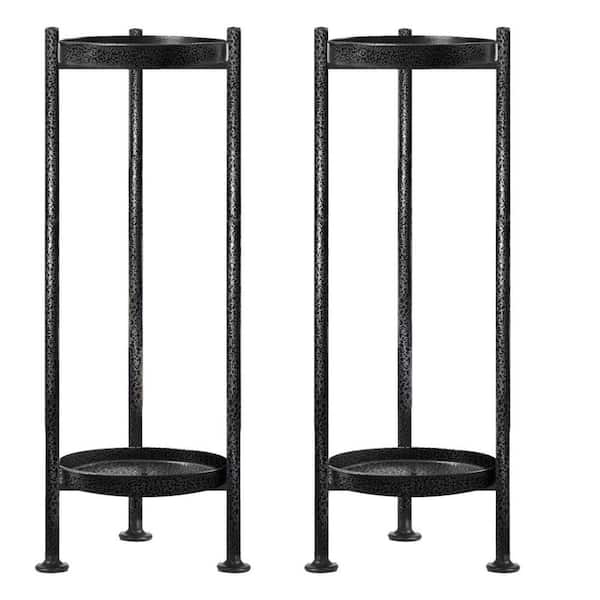 2-Tier silver gray Metal Plant Stand (9.5 in. H W x 30 in. H) 2