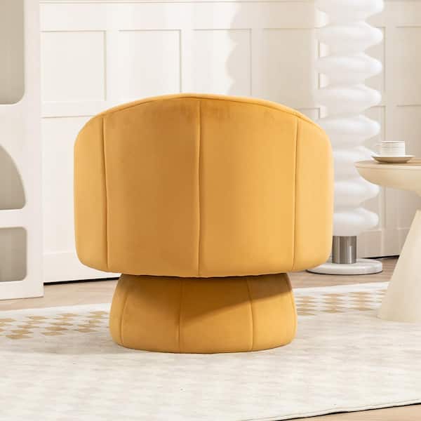 YOFE Mid-Century Modern 360 ° Swivel Yellow Velvet Upholstered