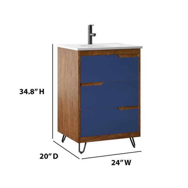 24 Bathroom Vanity With Top Sink And 2 Drawers, Blue - Modernluxe : Target