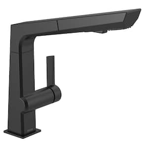 Pivotal Single-Handle Pull-Out Sprayer Kitchen Faucet in Matte Black