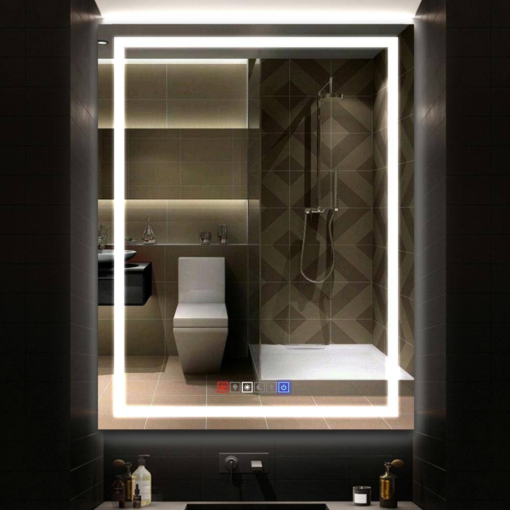 30" x 40" Frameless Polished LED Lighted Bathroom Mirror