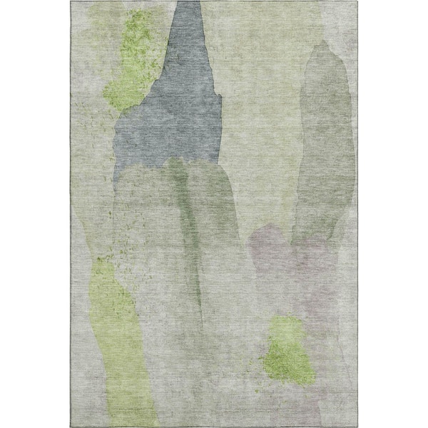 Mayfield Premium Machine Washable Abstract AMF1986 Aloe 10 ft. x 14 ft. Area Rug