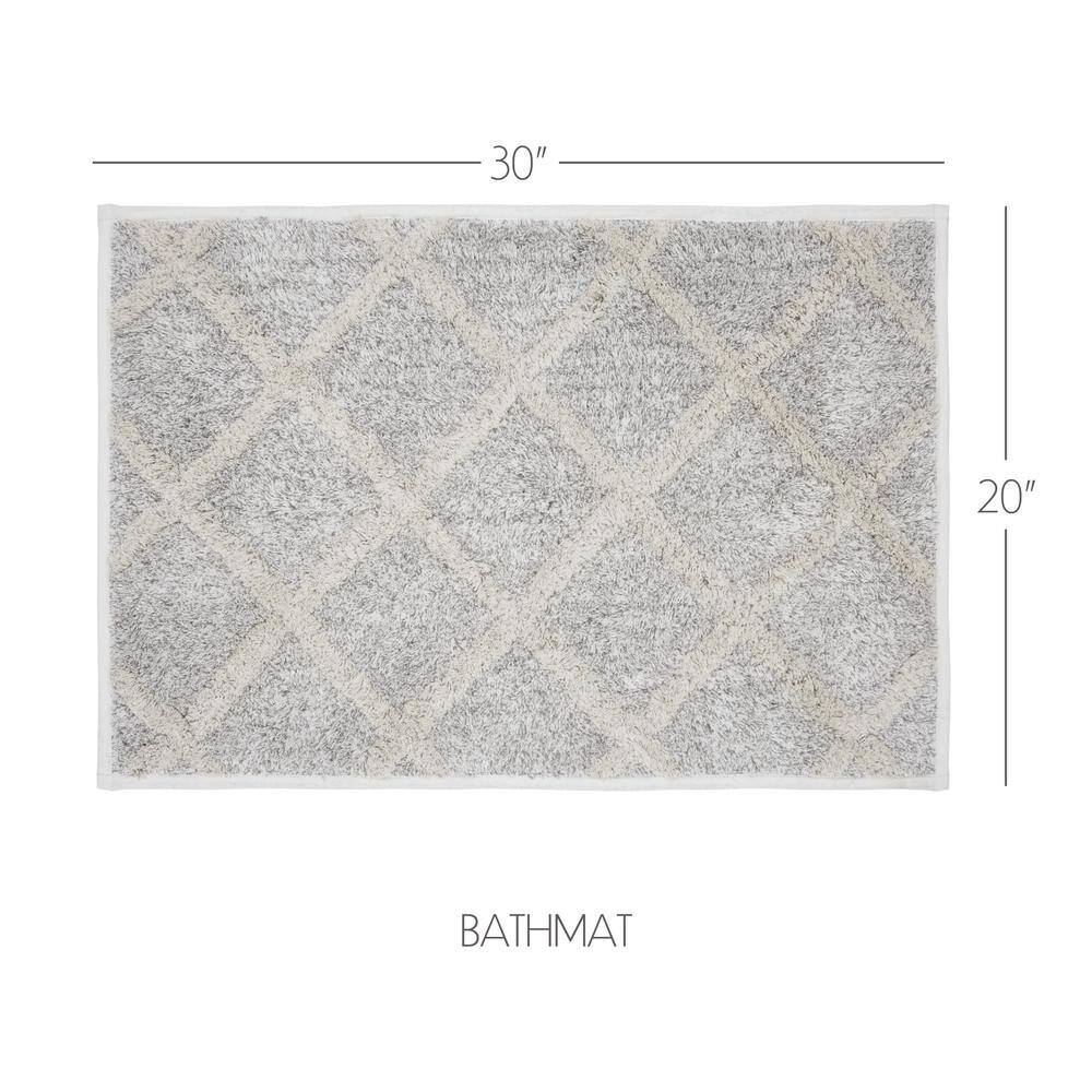 Oatmeal Tan Cotton Bath Mat with Geometric Pattern, 20x30