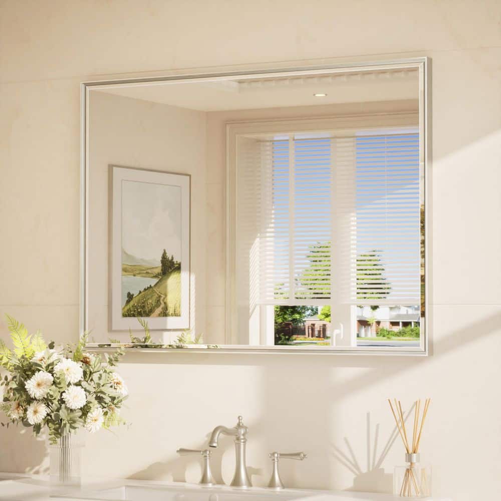 40 in. W x 30 in. H Framed Brushed Nickel Mirrors for Bathroom Wall Beveled Mirror Bathroom Vanity Mirror Over Sink price history on PriceWatchPro