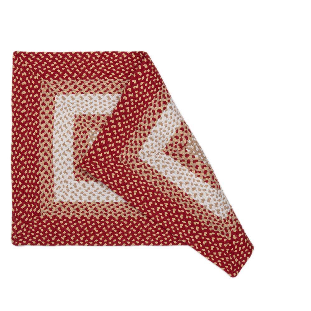 Handmade Red and Cream Cotton Braided Area Rug, 7' x 9'