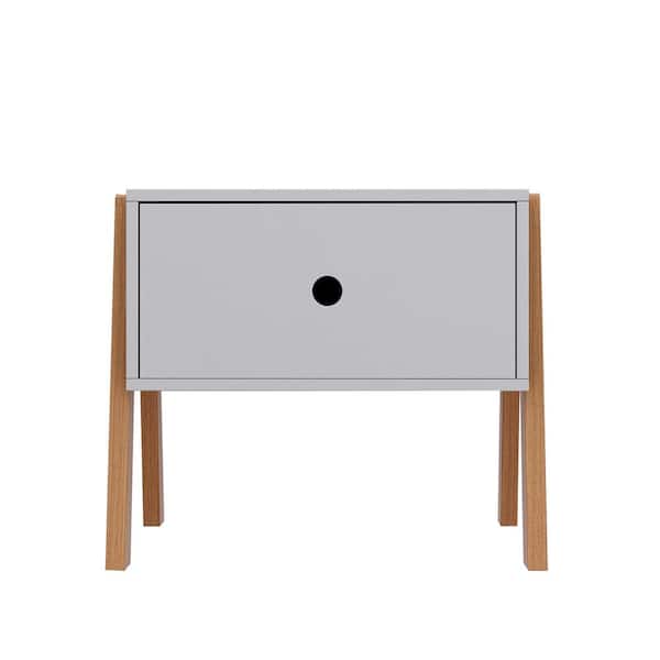 Tatahance 15.74in x 13.77in x 17.9in MDF Bedroom Square End Table with 1-Drawer in Gray