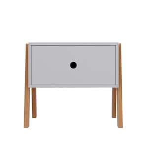 15.74in x 13.77in x 17.9in MDF Bedroom Square End Table with 1-Drawer in Gray