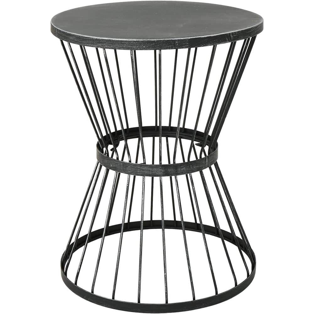 Outdoor 16 in. Iron Side Table ,Matte Black