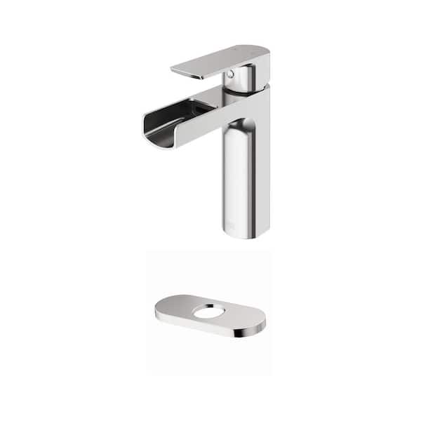 Ileana Single Handle Single-Hole Bathroom Faucet with 5.5 in. Hole Cover Deck Plate in Brushed Nickel (2-Piece Set)