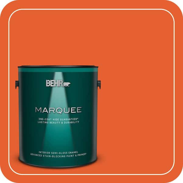 BEHR MARQUEE 1 gal. #S-G-230 Startling Orange Semi-Gloss Enamel Interior Paint & Primer