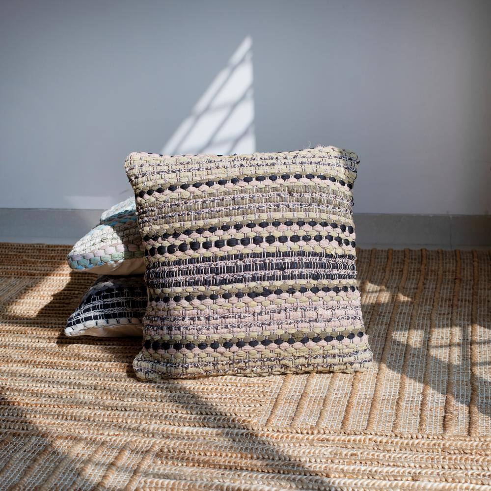 Intertwined Forest Khaki Beige Cotton Square Throw Pillow