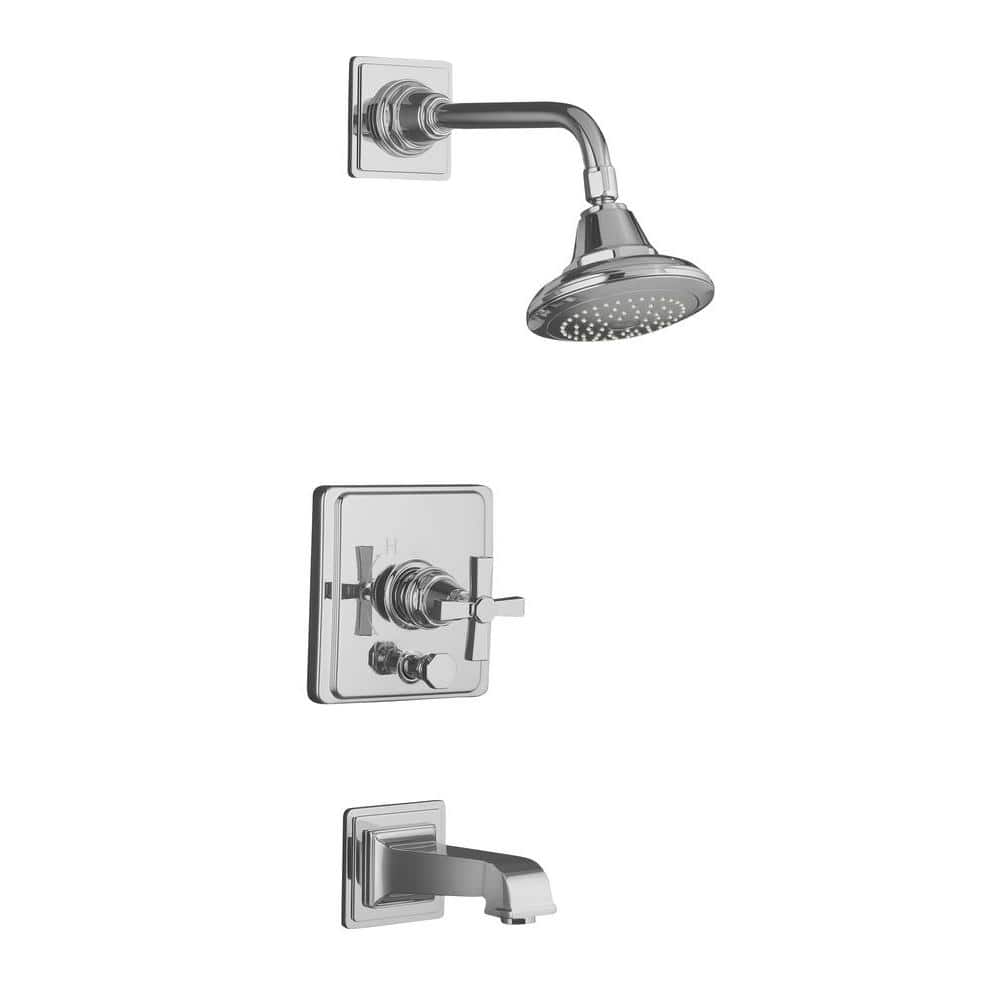 Pinstripe 1-Handle Tub and Shower Faucet Trim Kit in Polished Chrome (Valve