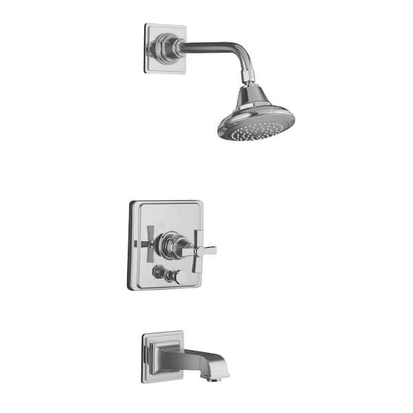 KOHLER Pinstripe 1-Handle Tub and Shower Faucet Trim Kit in Polished Chrome (Valve Not Included)
