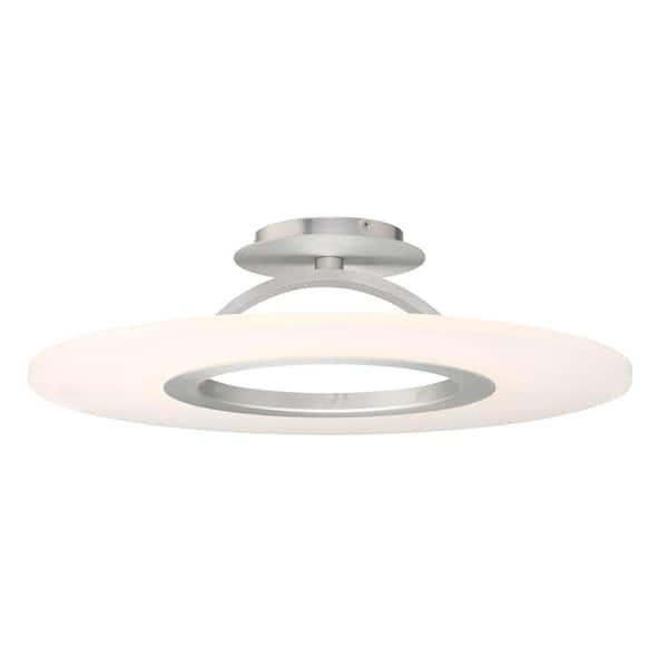 Elektron 28 in. 1-Light Brushed Aluminum LED Semi-Flush Mount