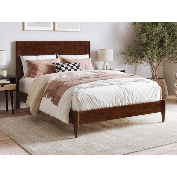 AFI Berkshire Walnut Brown Solid Wood Frame Full Low Profile Platform Bed