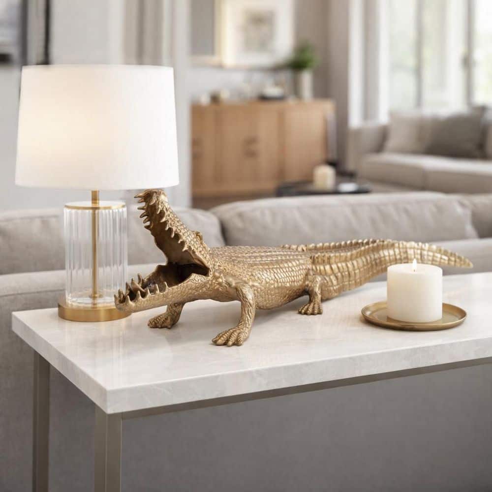 ニコ　ALLIGATOR スタンディングリミテッド150-170 Liv & Skye Gold 36 in. x 11 in. Metal Alligator Figurine 20615