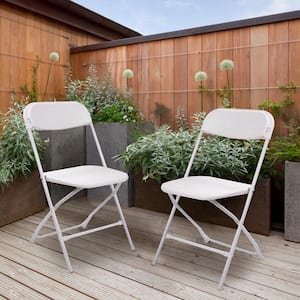 Folding Plastic Patio Outdoor Dining Chair for Home Office Wedding Party in White (5-Pack)