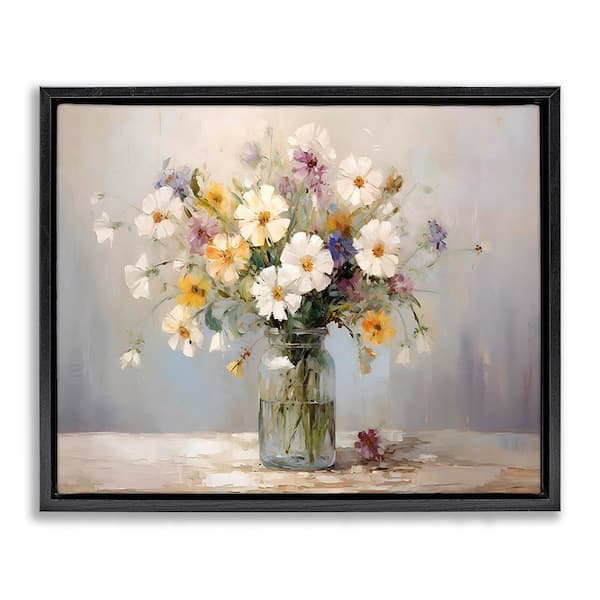 Wildflowers in Glass Jar by Franklyn Gregory Black Floater Frame Nature Graphic Art Print 17 in. x 21 in.