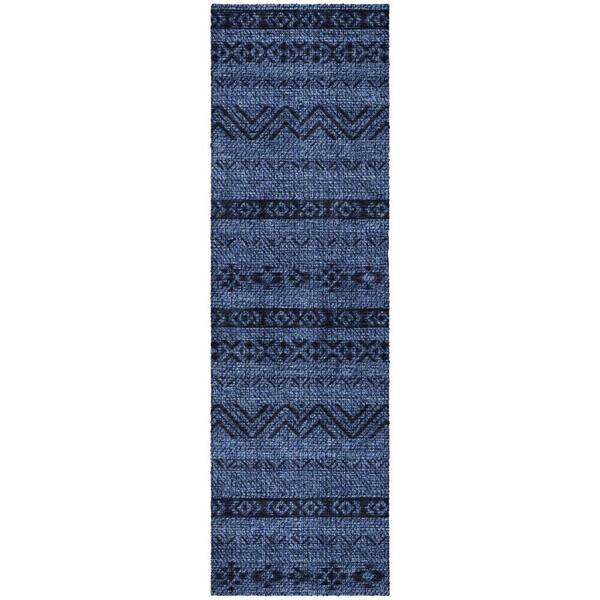 Dream Shag Premium Machine Washable Abstract ADS803 Navy 2 ft. x 7 ft. Runner Rug