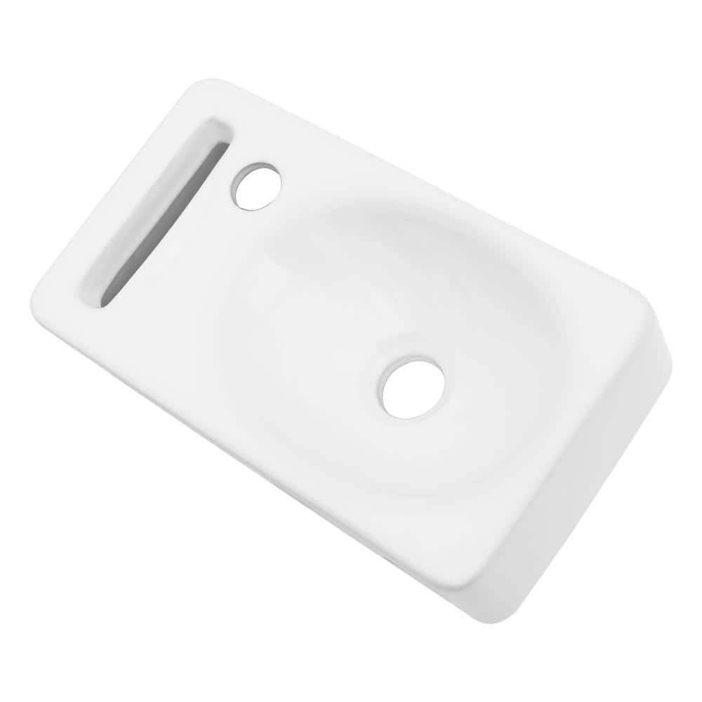 15.75'' White Ceramic Rectangle Wall Mount Bathroom Sink