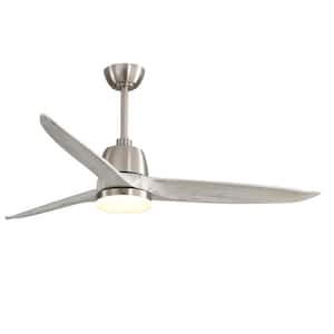 56 in. Integrated LED Indoor Silver Ceiling Fan Light with 6 Speed Remote Energy-Saving DC Motor Brushed Nickel