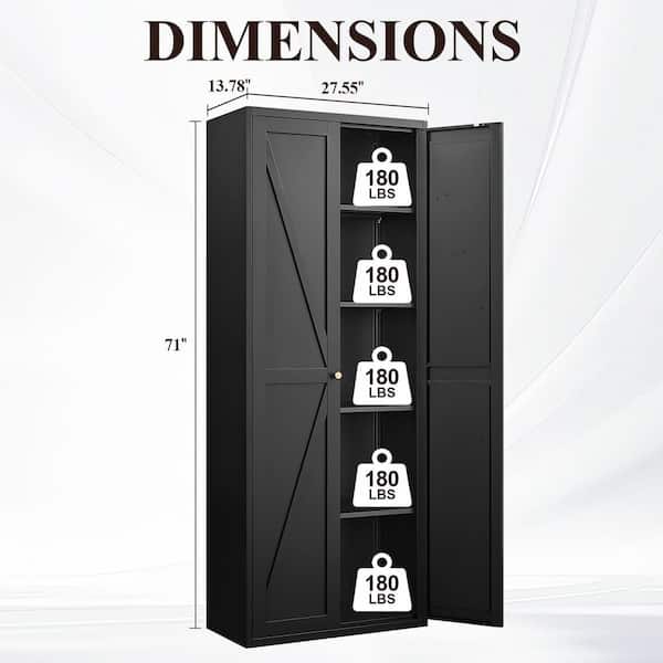 70.8 in. W x 27.6 in. D x 13.8 in. H Black Metal Outdoor Storage