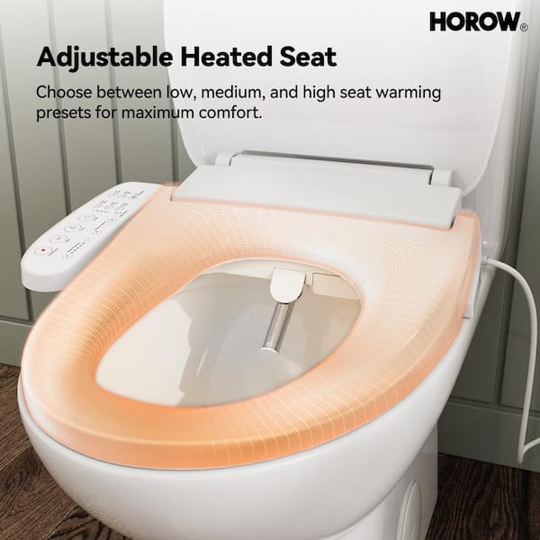 HOROW ADA Chair Height Elongated Bidet Toilet Combo with Dual Flush, Electric Bidet Seat, & Warm Air Dryer