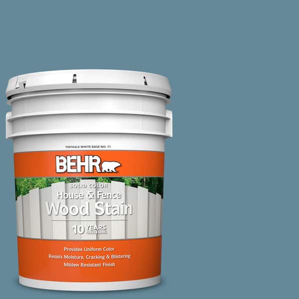 BEHR 5 gal. #BIC-22 Relaxed Blue Solid Color House and Fence Exterior Wood Stain