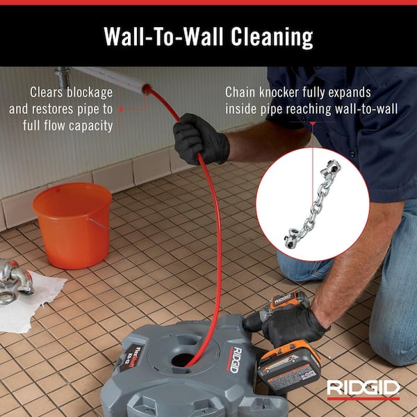 RIDGID K9-12 FlexShaft Wall-to-Wall Drain Cleaner, 1/4 in. x 30 ft. Cleans  1-1/4 in. to 2 in. Pipes to Full Flow Capacity 74978 - The Home Depot
