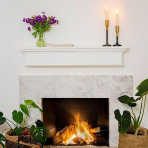 48 in Floating Vintage Wood Fireplace Mantel Cap Wall Shelf Beam Easy Mount White