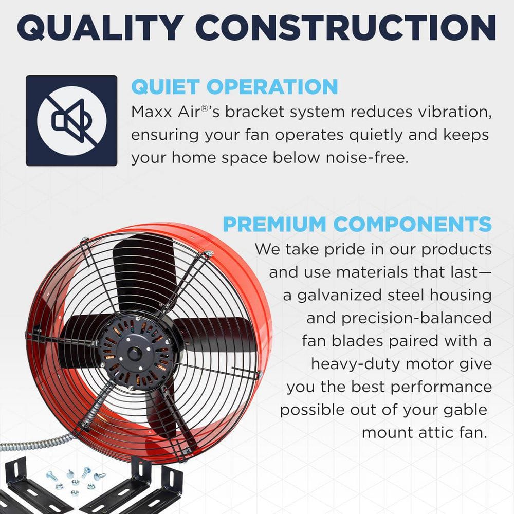 Red and Black Galvanized Steel Roof Mount Attic Fan