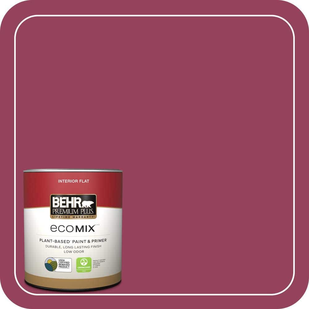 BEHR PREMIUM PLUS 1 qt. #110B-7 Raspberry Pudding Flat EcoMix Plant ...