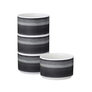 ColorStax Ombre Jet 3.75 in., 9 fl. oz. Black Porcelain Mini Bowls (Sets of 4)