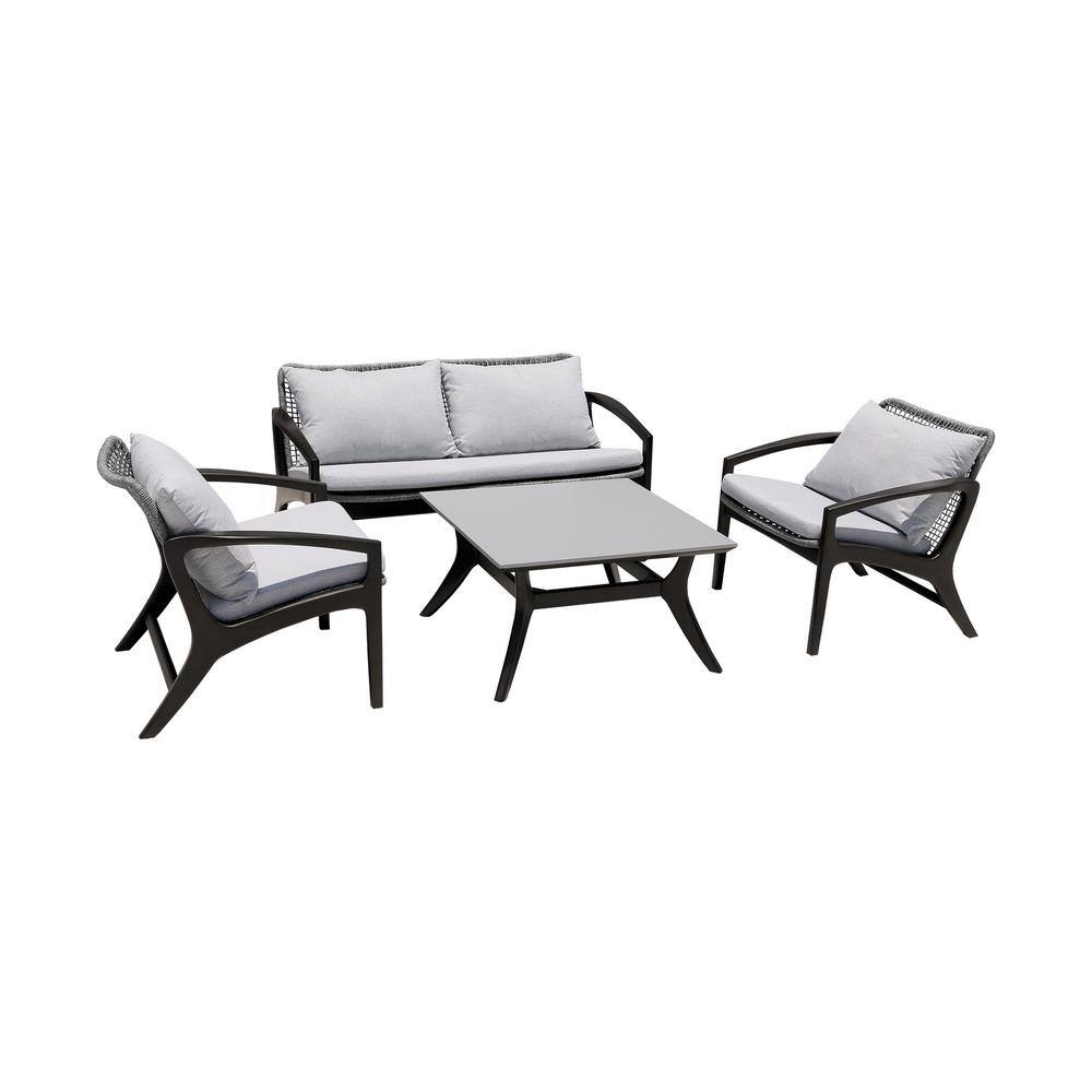Beckham Dark Eucalyptus Wood Outdoor Sofa with White Cushions