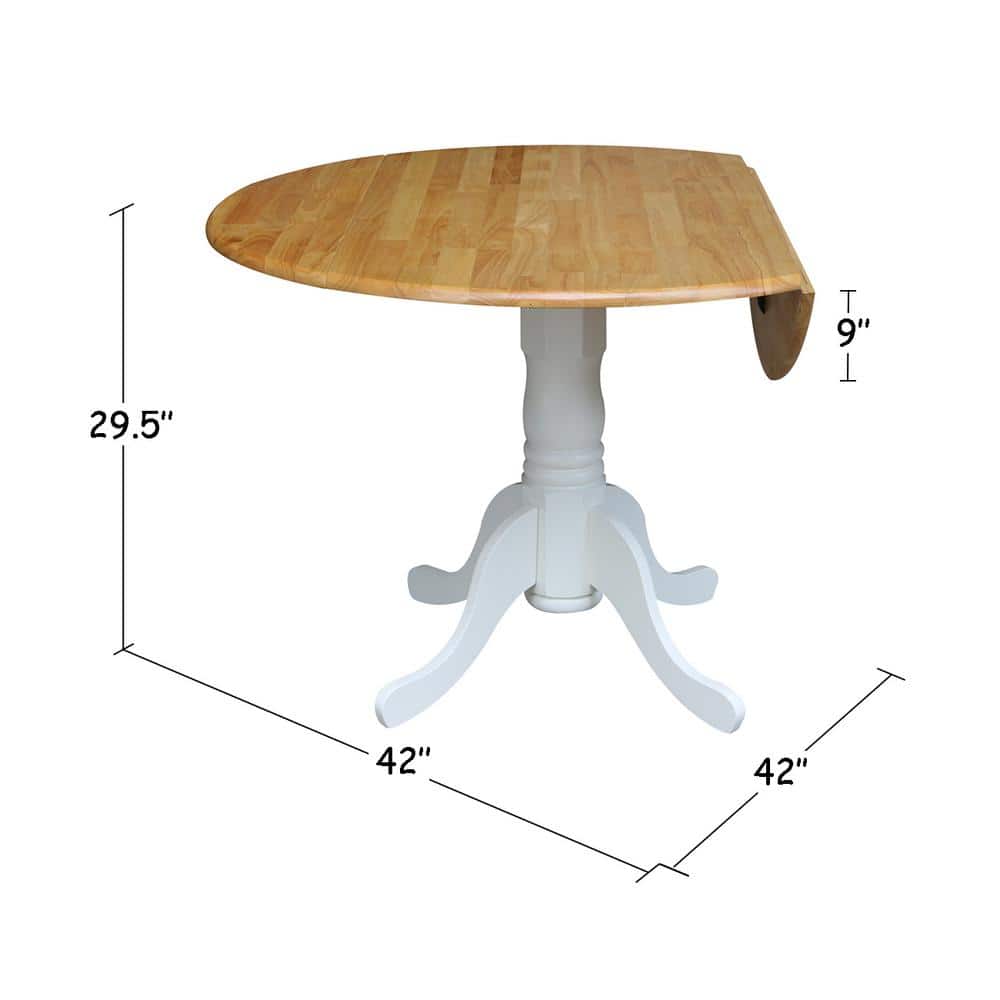 Cottage Charm Off-White Round Wood Extendable Dining Table