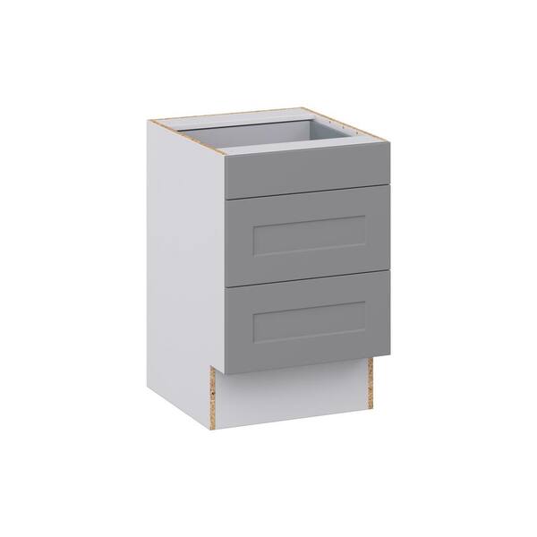 J COLLECTION Bristol Painted Slate Gray Shaker Assembled 15 in.W x 30 in.H x 21 in.D Vanity ADA 3 Drawers Base Kitchen Cabinet