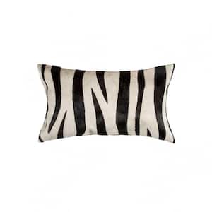 Josephine Black and Beige Animal Print 12 in. x 20 in. Cowhide Throw Pillow