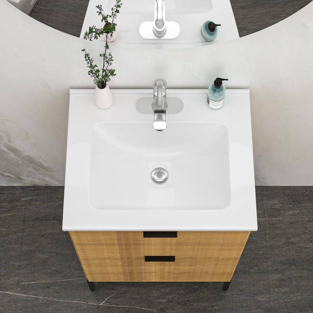 Glossy White Ceramic 24" Single Bathroom Vanity Top